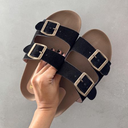 Sandália Papete Couro Camurça Preta - 07053 - Use Piná