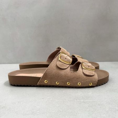 Sandália Papete Eloá Couro Camurça Areia - 25041 - Use Piná