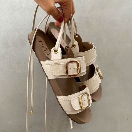 Sandália Papete Helena Off White - 10101 - Use Piná