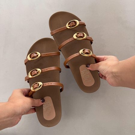 Sandália Papete Couro Dani Caramelo - 13082 - Use Piná