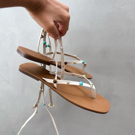 Rasteira Jade Couro Off White - 25072 - Use Piná