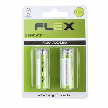 Pilha Pequena AA Alcalina 2un Flex (FX-AAK2-17210) - Padrão