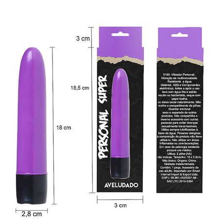 *Vibrador Personal Toque Aveludado 15x9cm SI (5183) - Roxo