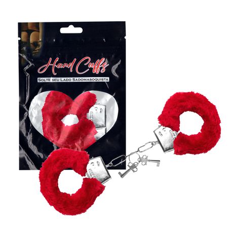 Algema em Metal Com Pelúcia Hand Cuffs SI (5268) - Vermelho