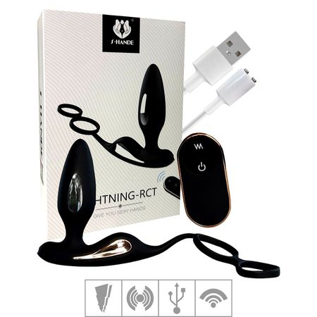 Plug Silicone Com Vibro Lightning SI (7241) - Preto