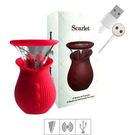 Vibrador Com Sucção Formato de Rosa Scarlet SI (7881) - Vermelho