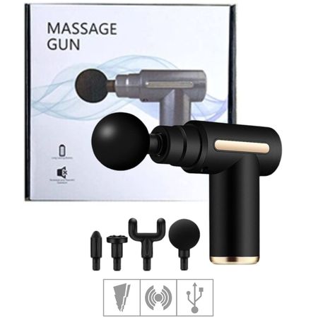 Vibrador Recarregável Massage Gun - (7931) - Preto C/ Dourado