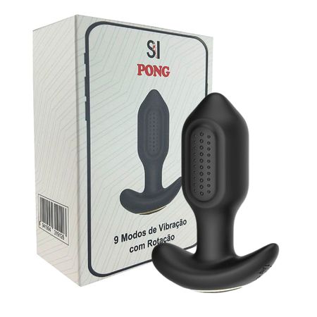 Plug de Silicone Com Vibro e Rotação Via App Pong SI (9596) - Preto