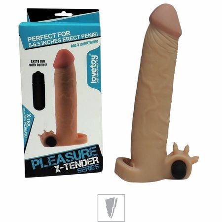 *Capa Peniana de 16cm Para 20cm Com Vibro Anel Escrotal VP (CA034) - Bege