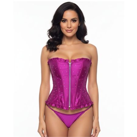 *Corselet Tomara Que Caia C/ Ziper Frontal - (CS004) - Rosa