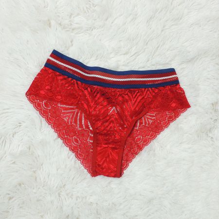 Calcinha Renda Cós Bicolor (DR0045) - Vermelho