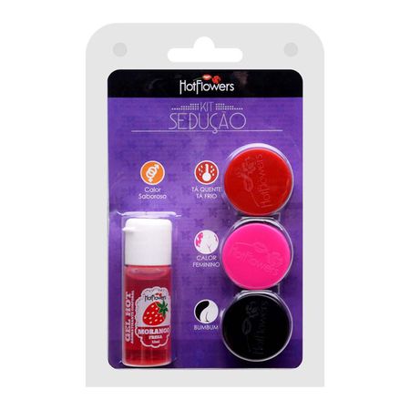 Kit Sedução 3 Cremes + 1 Gel Comestível (HC148) - Morango