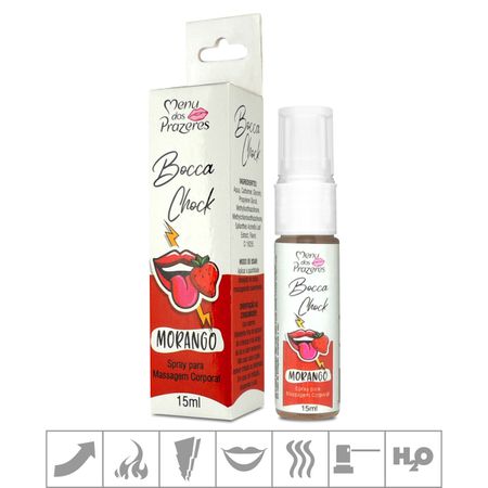 *PROMO - Excitante Unissex Bocca Chock Spray 15ml Validade 10/23 (ST656) - Morango