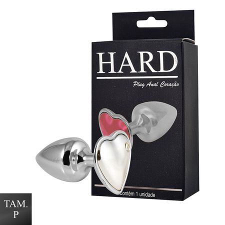 Plug de Metal Cromado Com Pedra de Coração (HA161C)- - Cromado