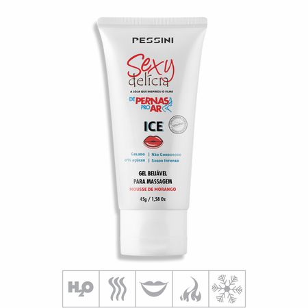 *Gel Comestível de Pernas Pro Ar Ice 45g (17198) - Mousse de Morango