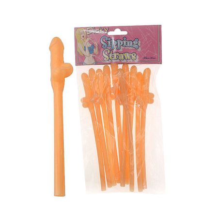 Canudo Formato De Pênis Dicky Com 6un SI (5734) - Bege
