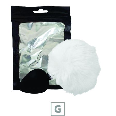 Plug de Silicone G Preto Com Pom Pom SI (8642) - Branco