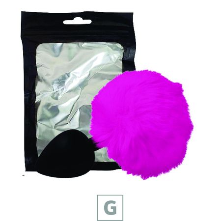 Plug de Silicone G Preto Com Pom Pom SI (8642) - Pink