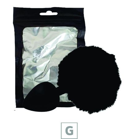 Plug de Silicone G Preto Com Pom Pom SI (8642) - Preto