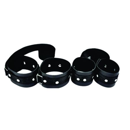 Kit Bondage Braceletes e Tornozeleiras (DX517) - Preto