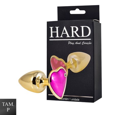 Plug de Metal Dourado Com Pedra de Coração (HA161D) - Rosa