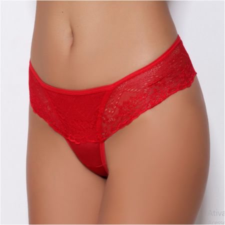 Calcinha Fio Laços (DR871). - Vermelho