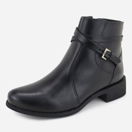 Bota em Couro Maria Paula Cano Curto Pre... - Maria Paula Store
