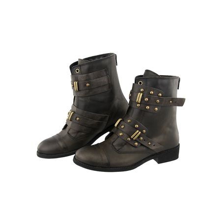 Bota Feminina em Couro e Tiras Conforto ... - Maria Paula Store