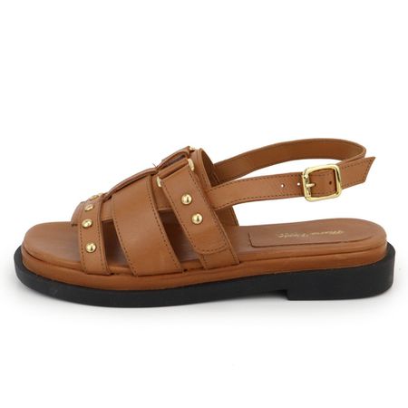 Sandália Couro Marcela Camel - Maria Paula Store