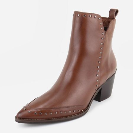 Bota Texana em Couro Yasmin Cedro - Maria Paula Store