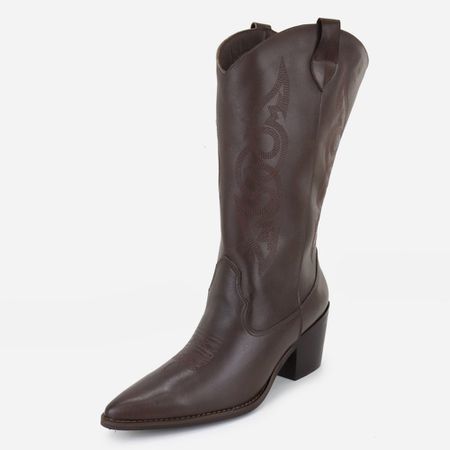 Bota Texana Em Couro Feminina Bico Fino ... - Maria Paula Store