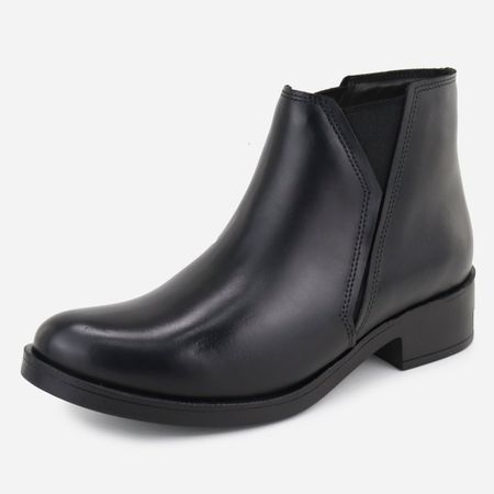 Bota Casual em Couro Isabela Preto - Maria Paula Store