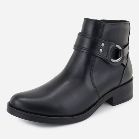 Bota em Couro Salto Baixo Luísa Preto - Maria Paula Store