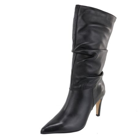 Bota Feminina Salto Fino Bico Fino Enrug... - Maria Paula Store