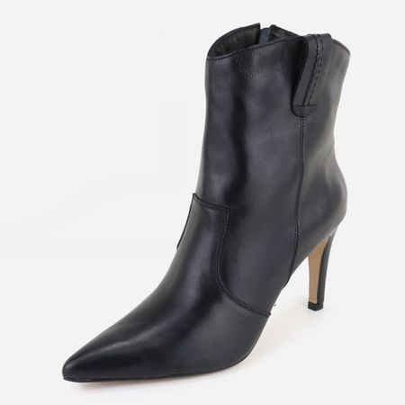 Bota Em Couro Salto Fino Luxo Noemi Pret - Maria Paula Store