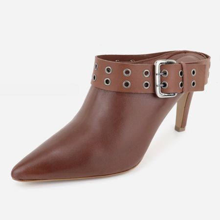 Mule Boot em Couro Leve Bico e Salto Fin... - Maria Paula Store