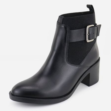Bota em Couro Salto Grosso Larissa Preto - Maria Paula Store