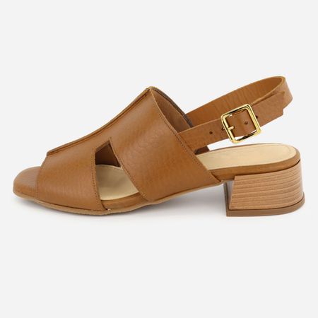 Sandália Salto Baixo Couro Calce Fácil C... - Maria Paula Store