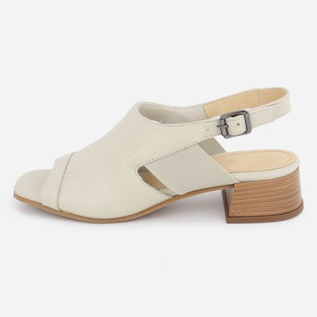 Sandália Salto Baixo Couro Fivela Salto ... - Maria Paula Store