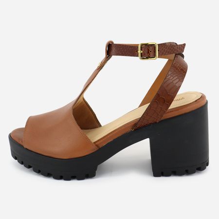 Tamanco Feminino Tratorada Couro Salto B... - Maria Paula Store