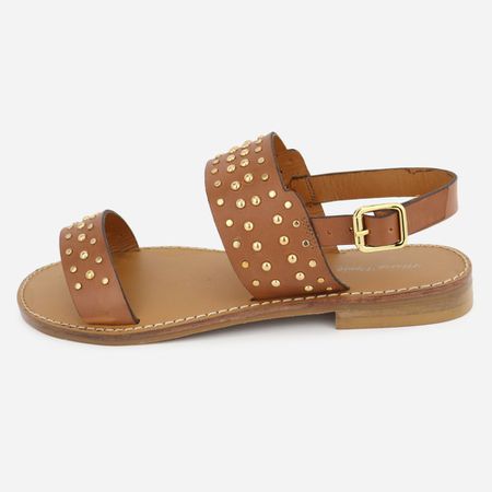 Rasteira Rasteirinha Couro Hotfix Verena... - Maria Paula Store