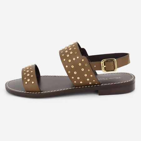 Rasteira Rasteirinha Couro Hotfix Verena... - Maria Paula Store