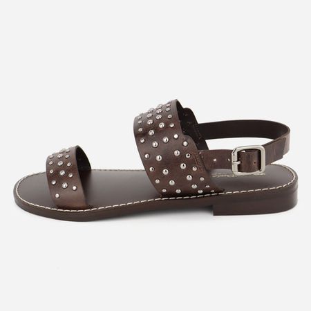 Rasteira Rasteirinha Couro Hotfix Verena... - Maria Paula Store