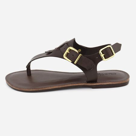 Sandália Rasteira Couro Palminha Confort... - Maria Paula Store