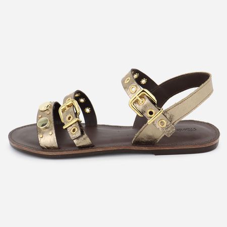 Sandália Rasteira Couro Palminha Confort... - Maria Paula Store