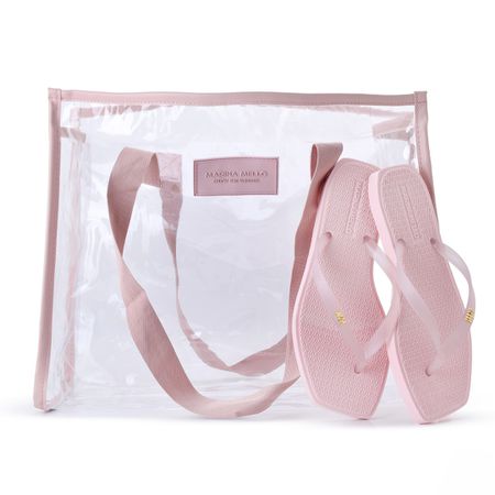 Kit Bag e Chinelo Bianca Rosa Light - Marina Mello