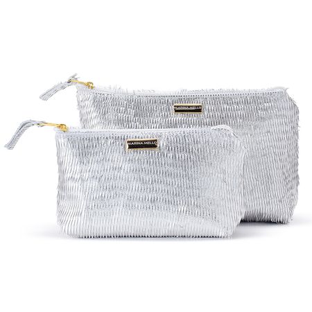 Kit Necessaire Sienna em Couro Escama Prata - Marina Mello