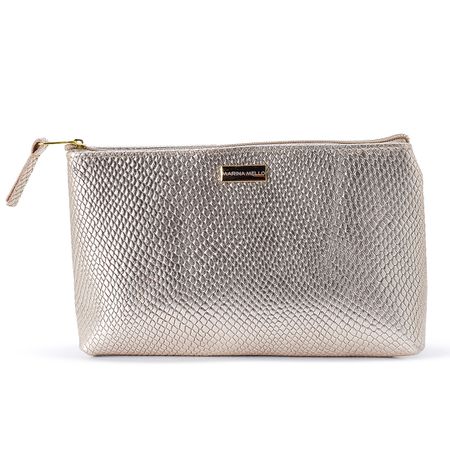 Necessaire Sienna em Couro Croco Média - Marina Mello