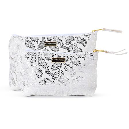 Kit Necessaire Sienna em Couro Jackar Prata - Marina Mello
