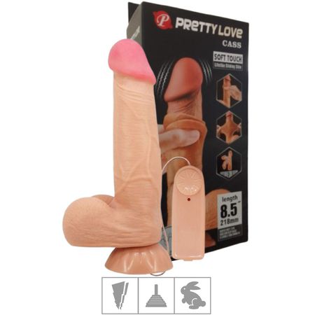 *Prótese 15x14cm Com Vibro Ventosa e Escroto Cass SI (8544) - Bege